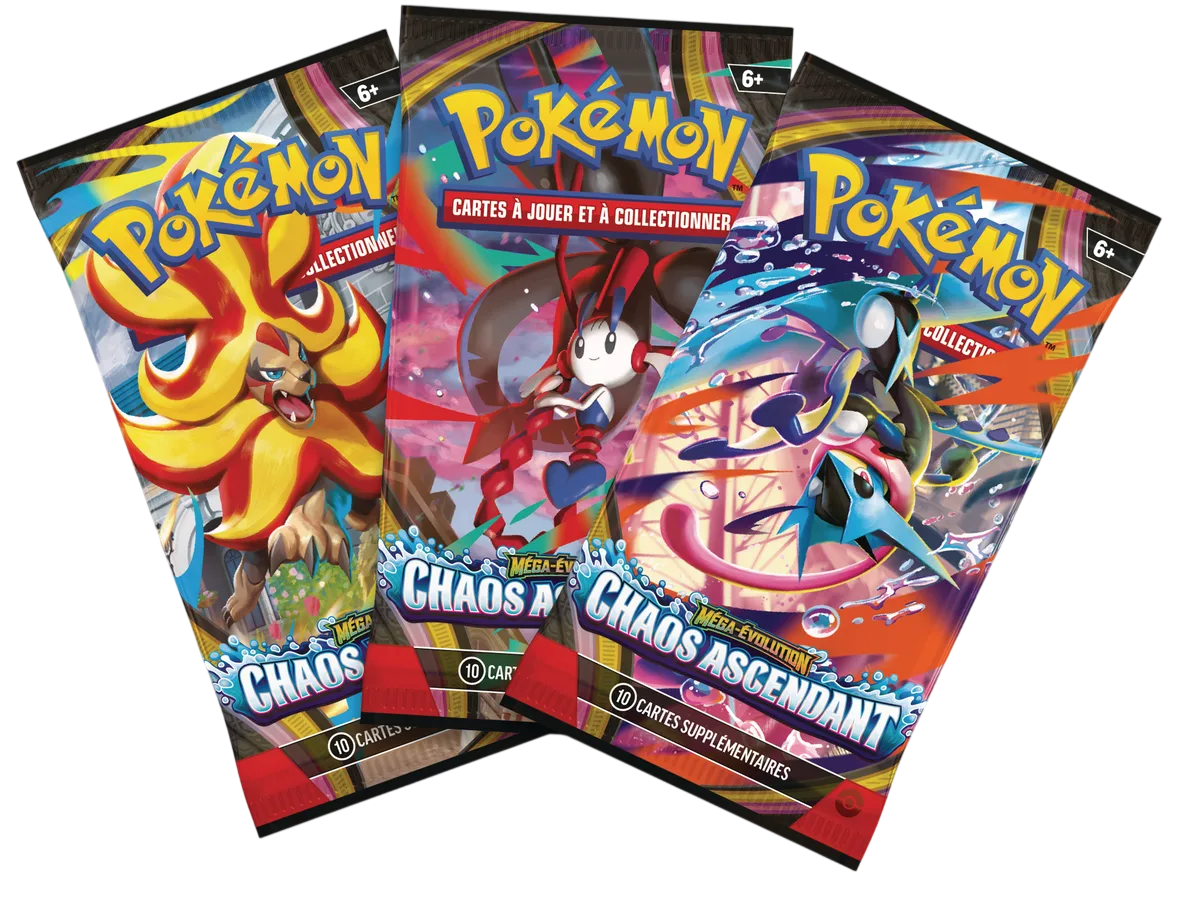 Booster Pokémon Méga-Évolution Chaos Ascendants ME04 FR officiel disponible au Maroc sur Collectorshop.ma