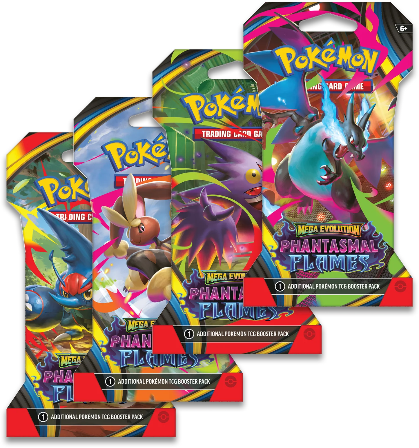 Pokémon Mega Evolution Phantasmal Flames 4x Sleeved Booster Pack Art Set ENG en vente au Maroc sur Collectorshop.ma