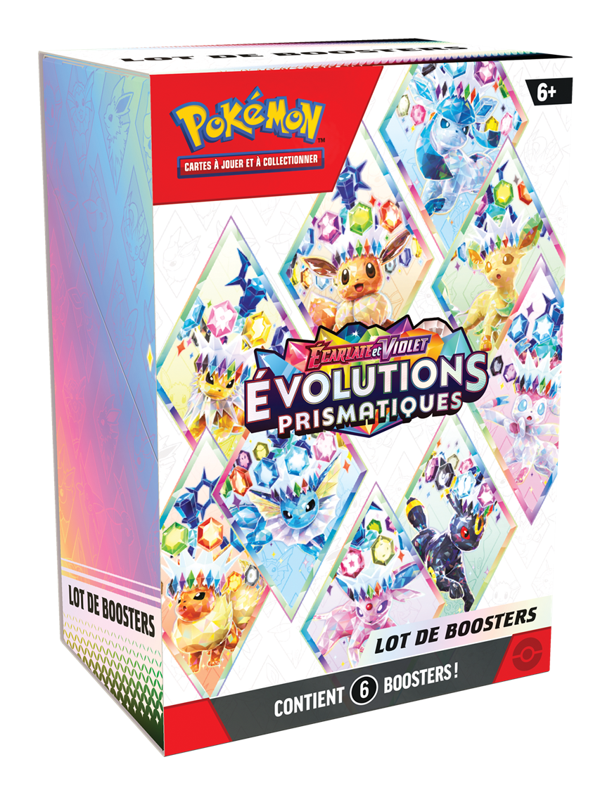 Bundle 6 Boosters Pokémon Évolutions Prismatiques EV8.5 – Coffret spécial CollectorShop Maroc