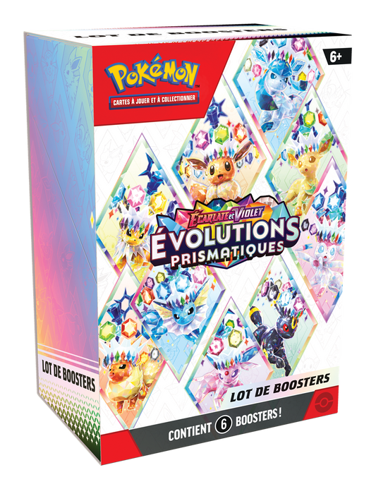 Bundle 6 Boosters Pokémon Évolutions Prismatiques EV8.5 – Coffret spécial CollectorShop Maroc