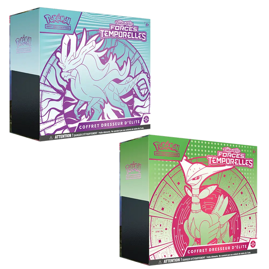 Bundle 2 Coffrets Dresseur d’Élite Pokémon EV05 Forces Temporelles Vert-de-Fer et Serpente-Eau (FR)

