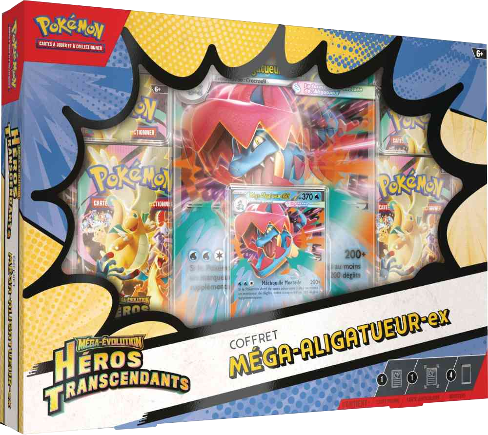 Coffret Pokémon Méga Aligatueur ex Héros Transcendants officiel disponible au Maroc sur Collectorshop.ma