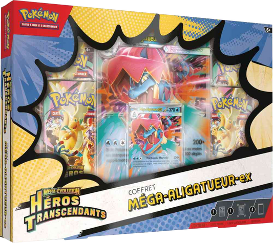 Coffret Pokémon Méga Aligatueur ex Héros Transcendants officiel disponible au Maroc sur Collectorshop.ma