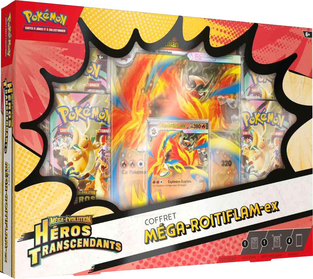 Coffret Pokémon Méga Roitiflam ex disponible au Maroc
