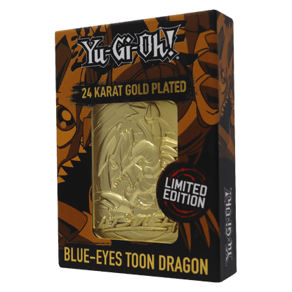 Yu-Gi-Oh! Blue Eyes Toon Dragon Gold Limited Edition – Carte métal plaquée or 24K

